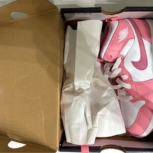 Nike Kids Pink and White High-Top Sneakers
